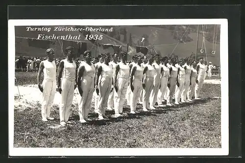 AK Zürich, Turnfest Fischenthal 1935, Herren in Sportkleidung