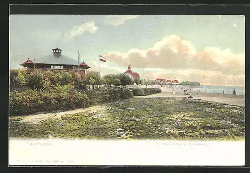 AK Travemünde, Strand-Pavillon und Strandpartie