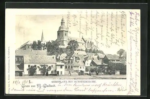 AK M.-Gladbach, Georgplatz mit Münsterkirche