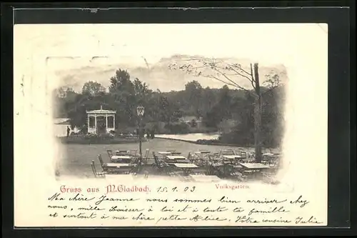 AK M.-Gladbach, Resaturant im Volksgarten, Terrasse