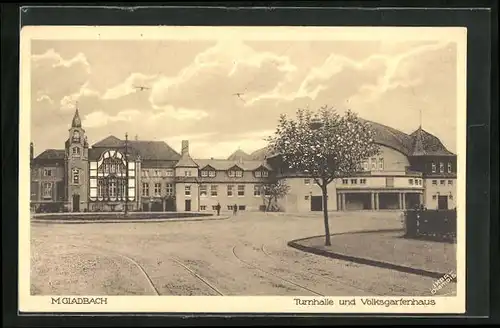 AK M.-Gladbach, Turnhalle und Volksgartenhaus