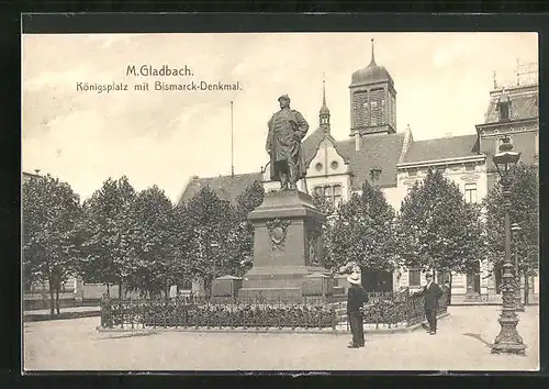 AK M.-Gladbach, Königsplatz mit Bismarckdenkmal