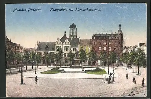 AK München-Gladbach, Königsplatz mit Bismarckdenkmal