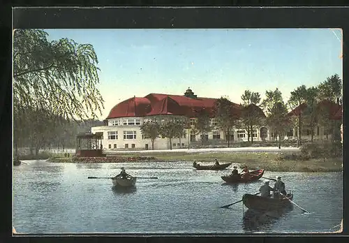 AK M.-Gladbach, Turnhalle im Volksgarten, Bootsausflug