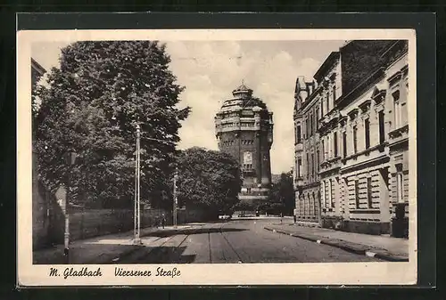AK M. Gladbach, Strassenpartie mit Wasserturm