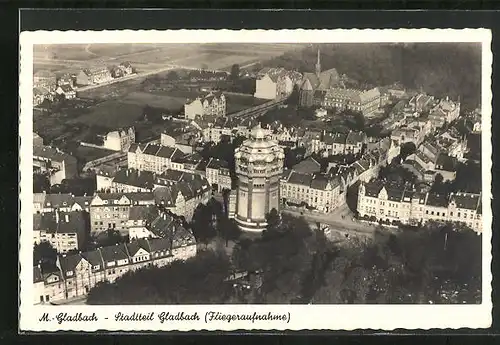 AK M. Gladbach, Wasserturm im Stadtteil Gladbach vom Flugzeug aus