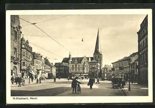 AK M. Gladbach, Stadtleben auf dem Markt