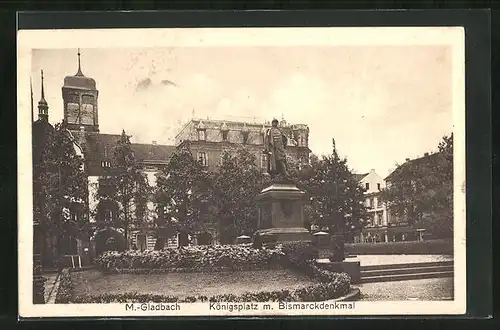 AK M.-Gladbach, Königsplatz mit Bismarckdenkmal