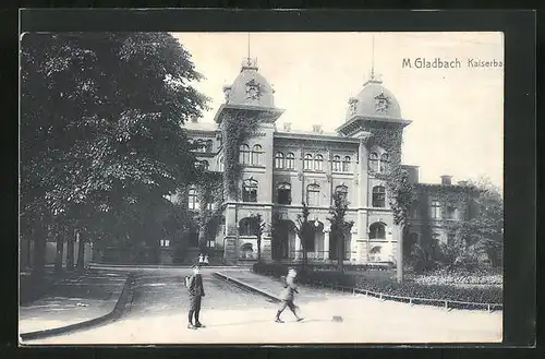 AK M. Gladbach, Schulkinder am Kaiserbad