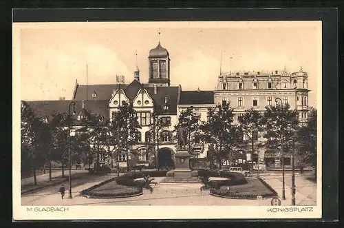 AK M. Gladbach, Bismarckdenkmal auf dem Königsplatz