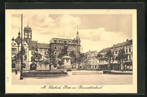 AK M. Gladbach, Partie am Bismarckdenkmal