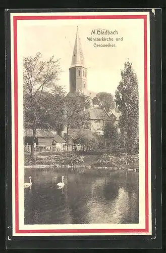 AK M. Gladbach, Münsterkirche und Geroweiher