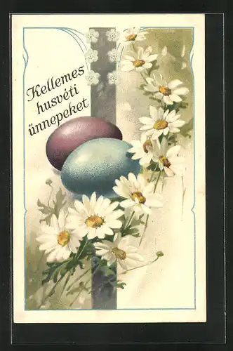 Präge-Künstler-AK Ostern, Blüten und Ostereier
