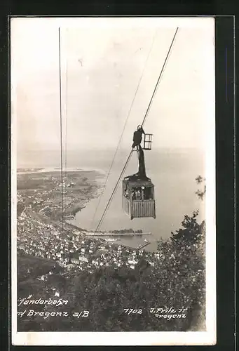 AK Bregenz a.B., Seilbahn, die Pfänderbahn über der Stadt