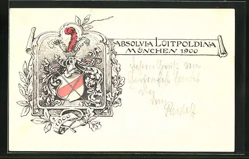 Künstler-AK Studentenwappen, Absolvia Luitpoldina Muenchen 1900