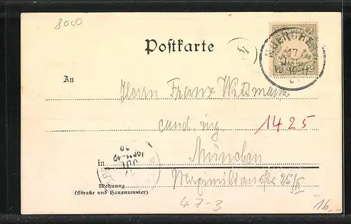 Künstler-AK Studentenwappen, Absolvia Luitpoldina Muenchen 1900