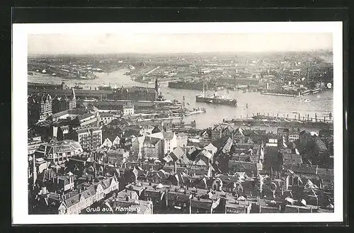 AK Hamburg, Panoramablick auf die Stadt