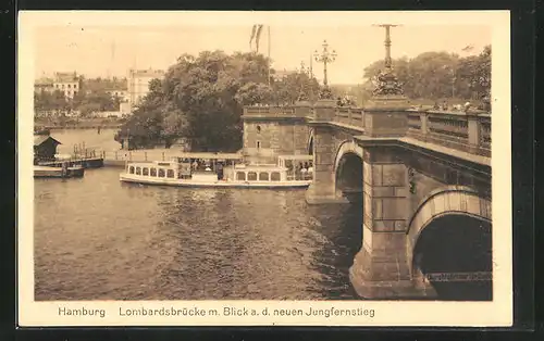 AK Hamburg, Lombardsbrücke mit Blick auf den neuen Jungfernstieg