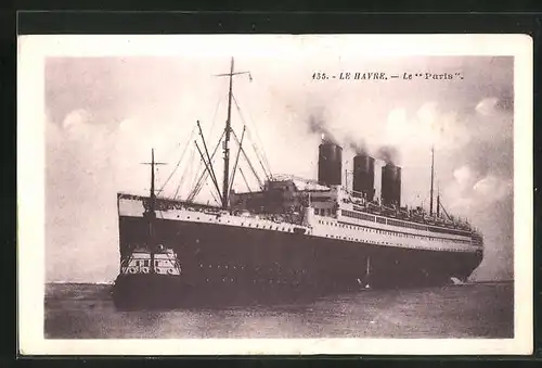 AK Le Havre, Passagierschiff Paris unter Volldampf