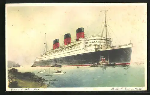 AK R.M.S. Queen Mary in Küstennähe