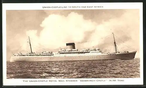 AK The Union-Castle Royal Mail Steamer Edinburgh Castle, Passagierschiff auf hoher See