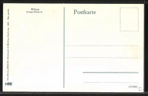 AK Hamburg-Altona, am Kriegerdenkmal