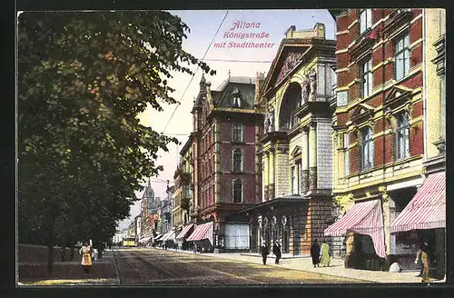 AK Hamburg-Altona, Königstrasse mit Stadttheater