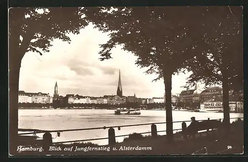 AK Hamburg-Neustadt, Blick auf Jungfernstieg mit Alsterdamm