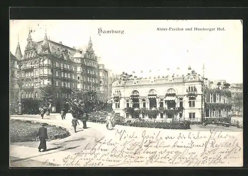 AK Hamburg-Neustadt, Hotel Hamburger Hof mit Alsterpavillon