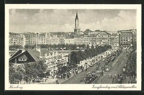 AK Hamburg-Neustadt, Jungfernstieg mit Alsterpavillon