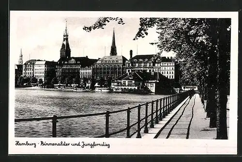 AK Hamburg-Neustadt, Binnenalster mit Jungfernstieg