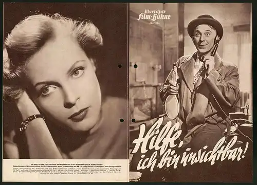 Filmprogramm IFB Nr. 1174, Hilfe, ich bin unsichtbar!, Theo Lingen, Inge Landgut, Regie: E. W. Emo