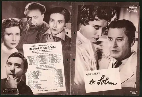 Filmprogramm DNF, Oberarzt Dr. Solm, Hans Söhnker, Anna Dammann, Regie: Paul May