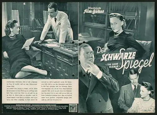 Filmprogramm IFB Nr. 718, Der schwarze Spiegel, Olivia de Havilland, Lew Ayres, Regie: Robert Siodmak