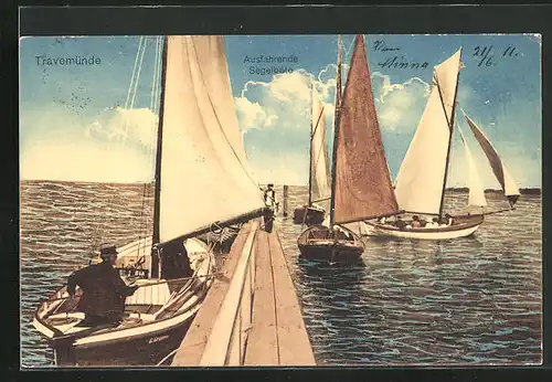 AK Travemünde a.d. Ostsee, Ausfahrende Segelboote