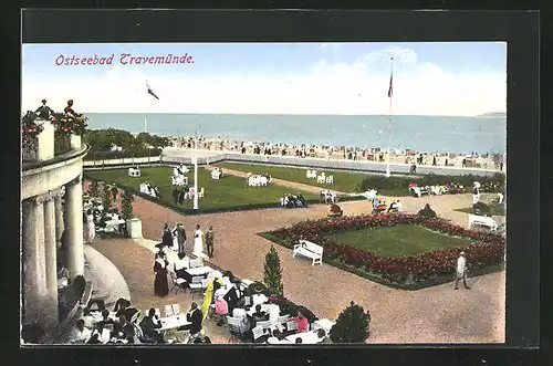 AK Travemünde a.d. Ostsee, Kuranlagen mit Meerblick