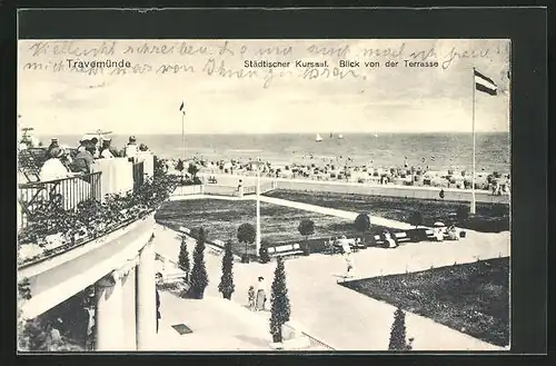 AK Travemünde a. d. Ostsee, Städtischer Kursaal, Blick von der Terrasse