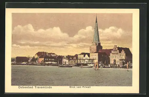 AK Travemünde a. d. Ostsee, Blick vom Priwall auf die Stadt
