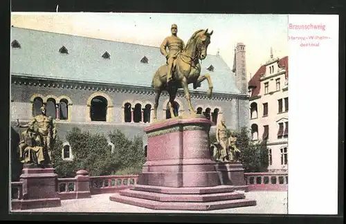 AK Braunschweig, vor dem Herzog-Wilhelm-Denkmal