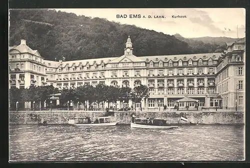 AK Bad Ems a.d. Lahn, auf dem Wasser vor dem Kurhaus