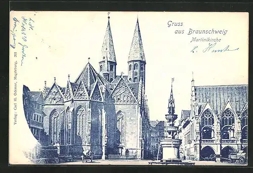 AK Braunschweig, am Brunnen an der Martinikirche