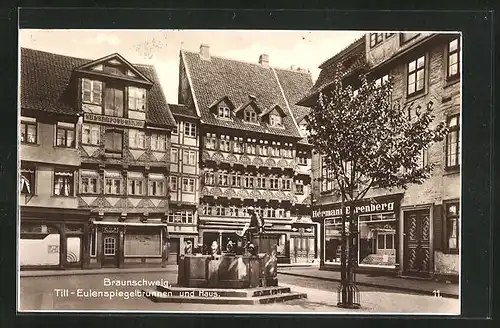 AK Braunschweig, Till-Eulenspiegelbrunnen und Haus