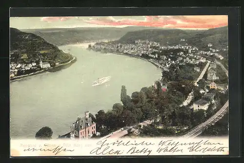 AK Boppard, Gesamtansicht von der alten Burg aus auf Filsen