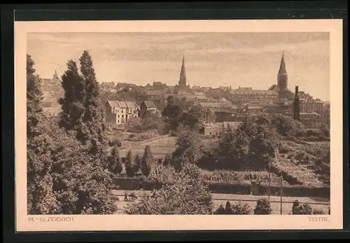 AK M.-Gladbach, Blick über den Park zur Stadt