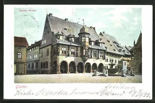 AK Goslar am Harz, Brunnen am Kaiser-Worth