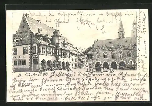 AK Goslar am Harz, Marktplatz mit dem Rathaus