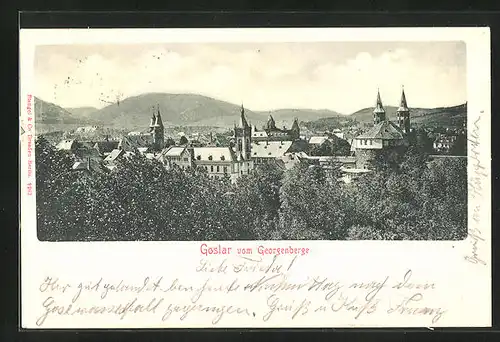 AK Goslar am Harz, Generalansicht vom Georgenberge aus