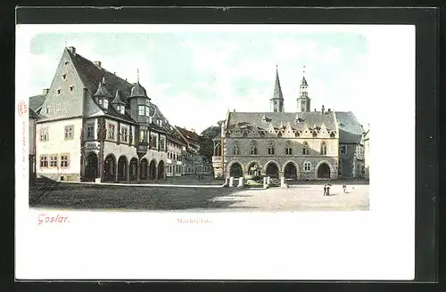 AK Goslar am Harz, Marktplatz mit Rathaus