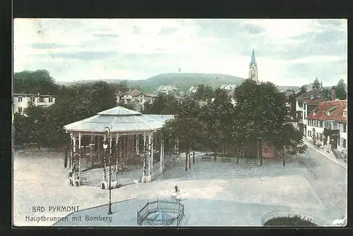 AK Bad Pyrmont, Hauptbrunnen mit Bromberg