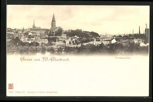 AK M.-Gladbach, Totalansicht mit Blick zur Kirche